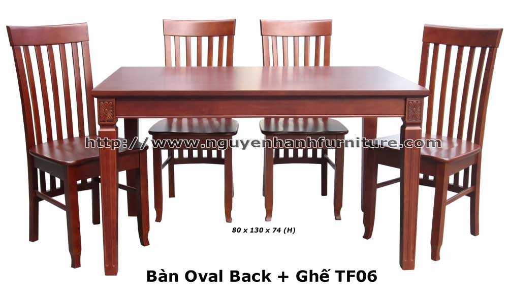 Name product: 1m3 OvalBack table with TF06 chair - Dimensions: 80 x 160cm - Description: Wood natural rubber