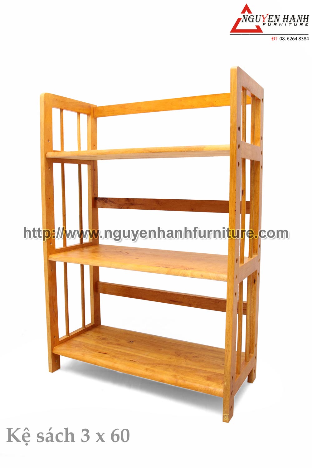 Name product: Triple storey Adjustable Bookshelf 60 (Yellow) - Dimensions: 63 x 28 x 90 (H) - Description: Wood natural rubber