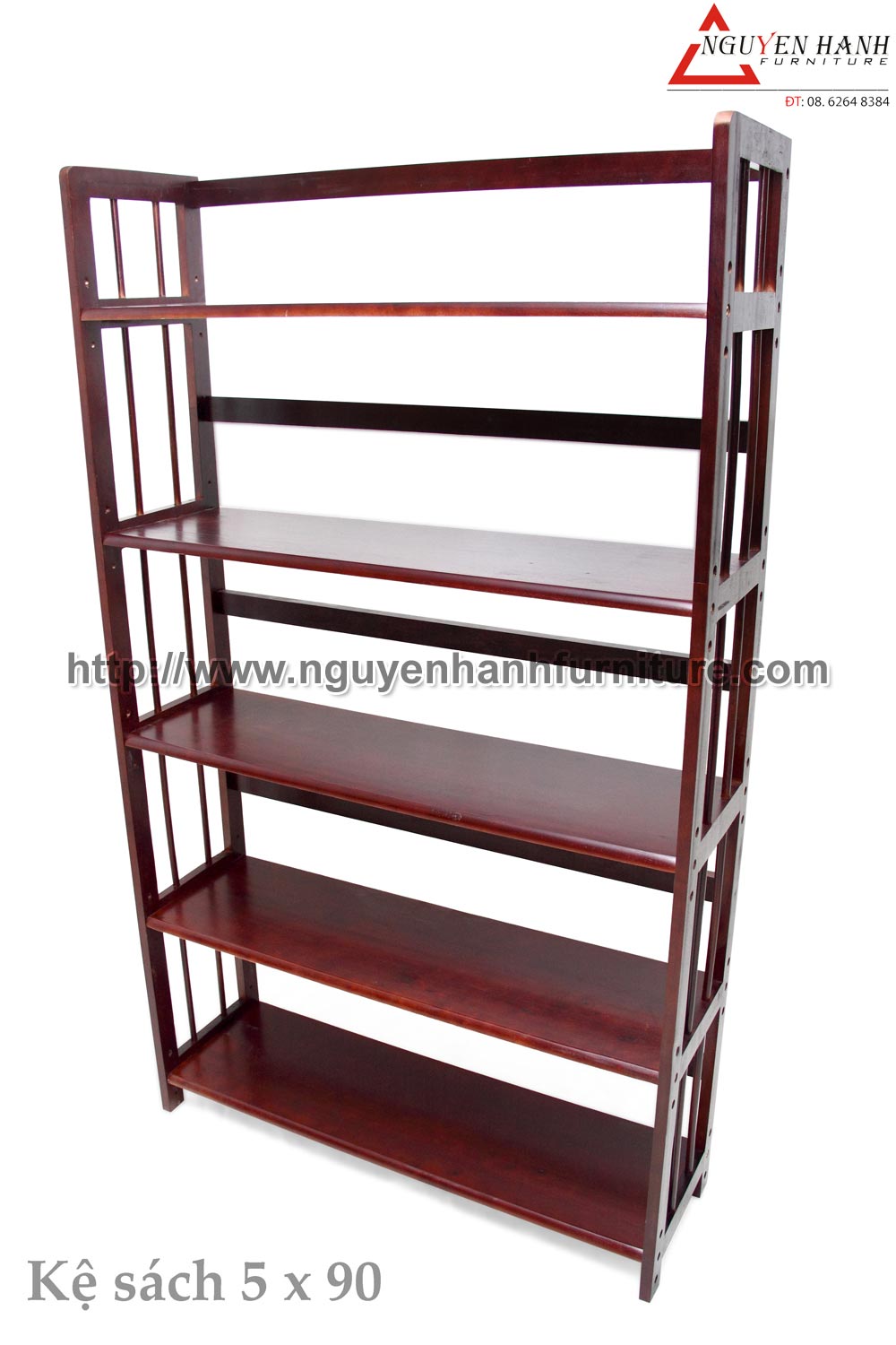 Name product: 5 storey Adjustable Bookshelf 90 (brown) - Dimensions: 93 x 28 x 157 (H) - Description: Wood natural rubber