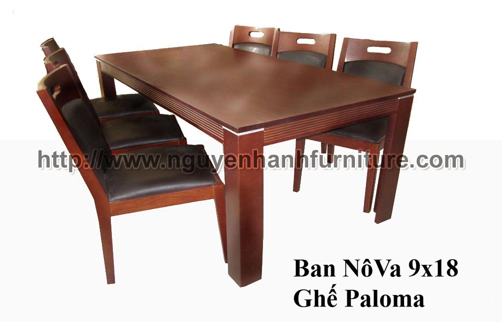 Name product: Nova table & Paloma chairs - Dimensions: 90 x 180cm - Description: Wood natural rubber