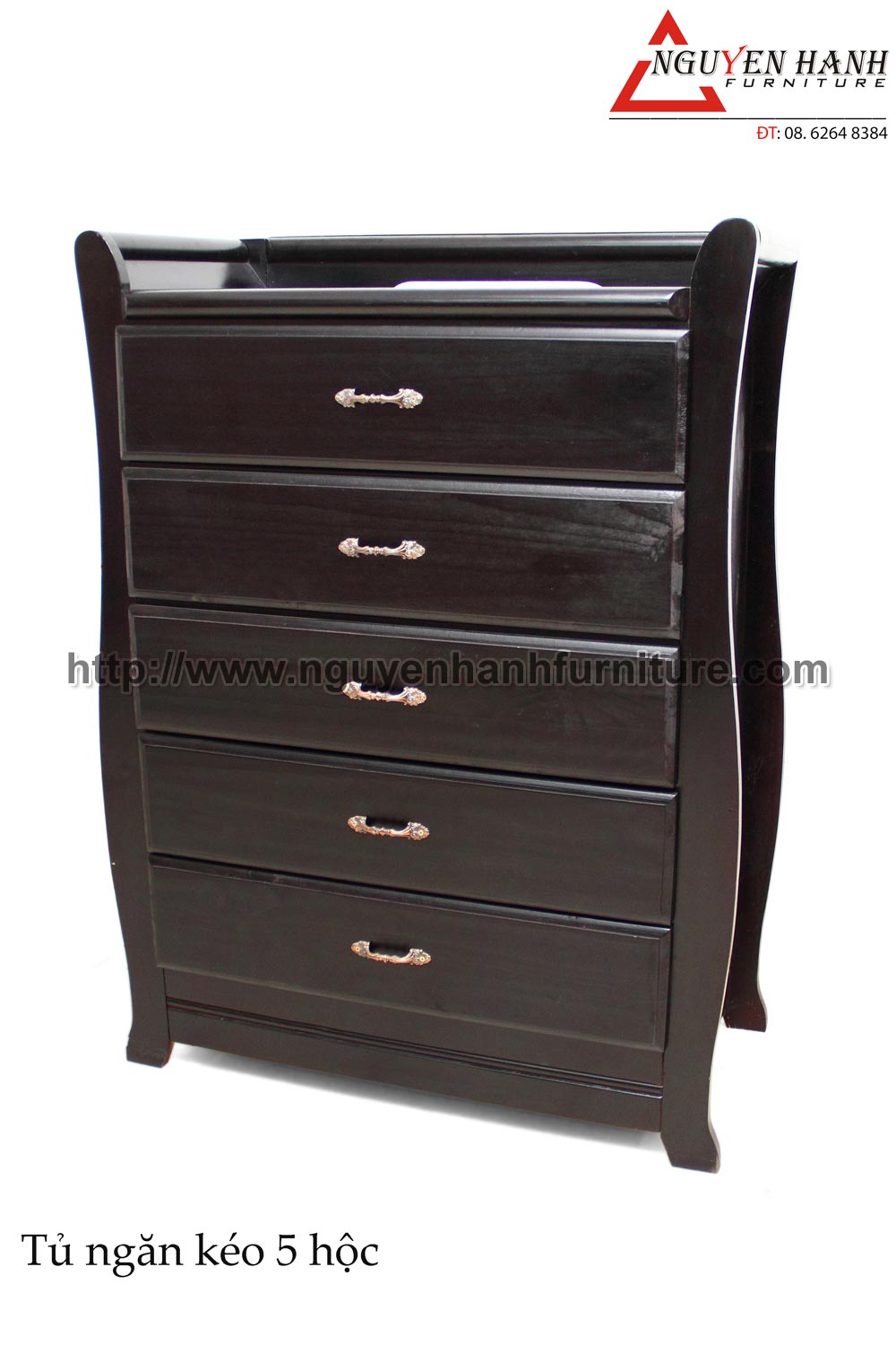 Name product: 5-drawer Cabinet- Dimensions: 44 x 90 x 123cm - Description: Rubber wood, MDF