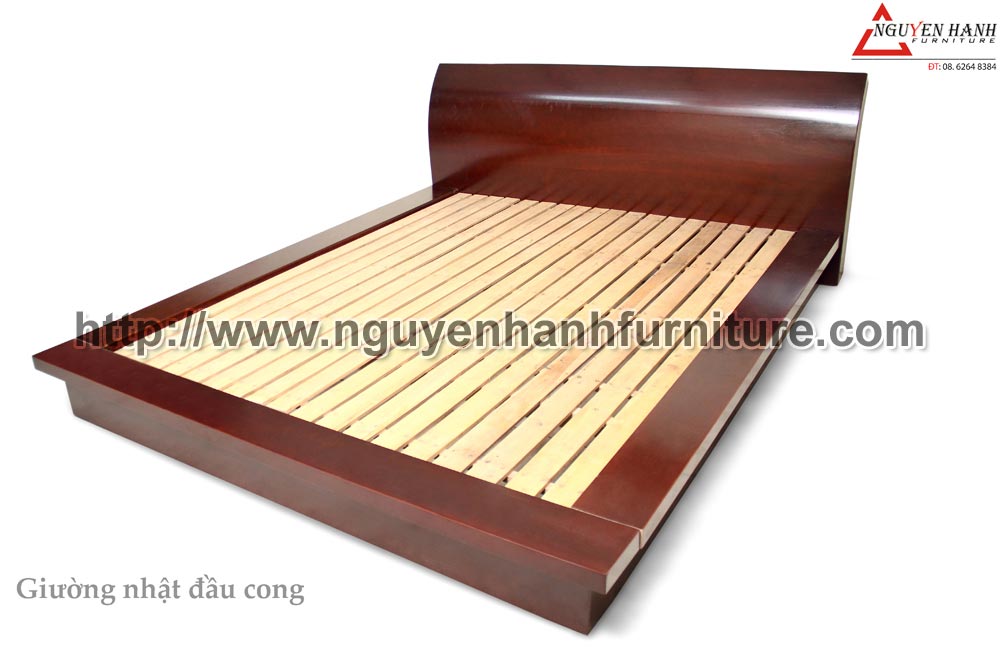 Name product: Japanese style Bed with twisted headboard - Dimensions: 160 x 200cm - Description: Veneer bead tree wood
