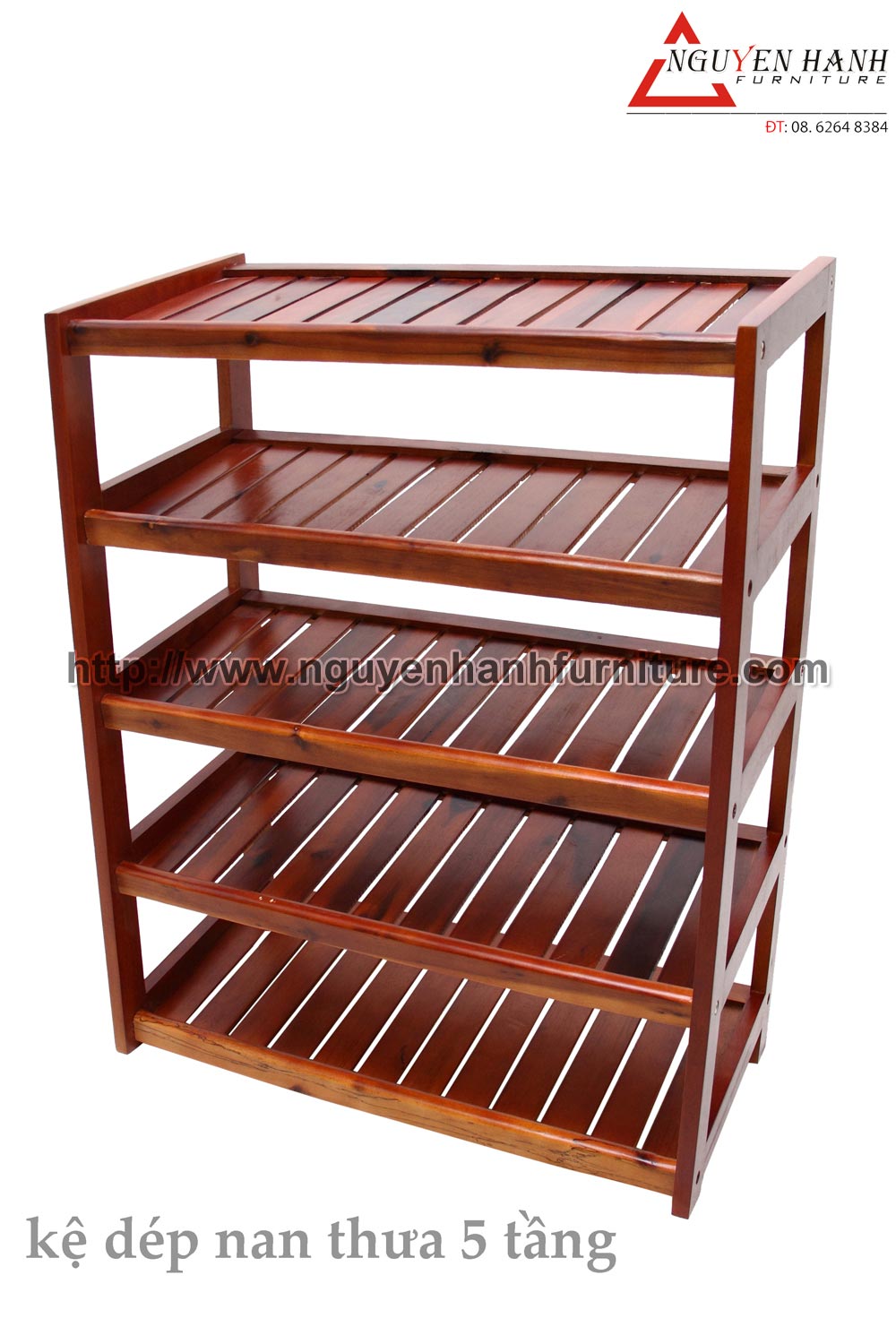 Name product: 5 storey Shoeshelf with sparse blades (red)- Dimensions: 62 x 30 x 82 (H) - Description: Wood natural rubber
