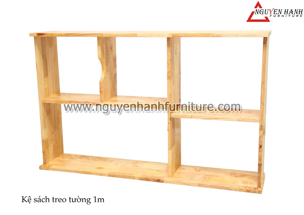 Name product: 1m Hanging Bookshelf - Dimensions: 100 x 18 x 60 (H) - Description: Wood natural rubber