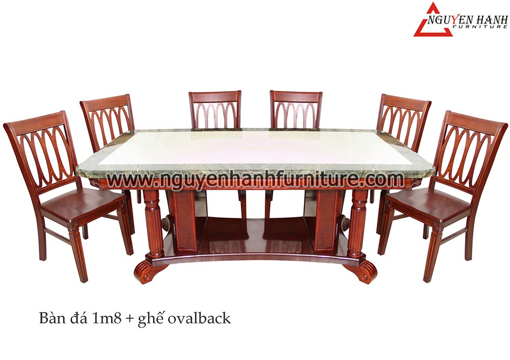 Name product: 1m8 stone table with wooden ovalback chairs 
