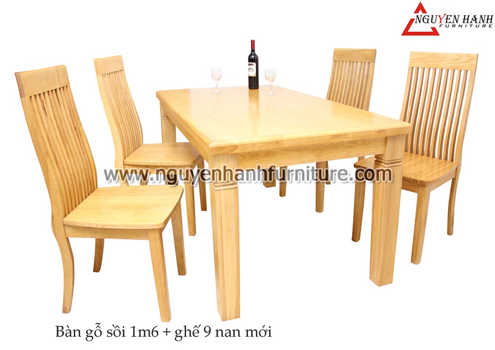 Name product: Oak tree wood table with new 9 blade chairs of Oak tree wood - Dimensions: 85 x 160cm - Description: Natural oak wood