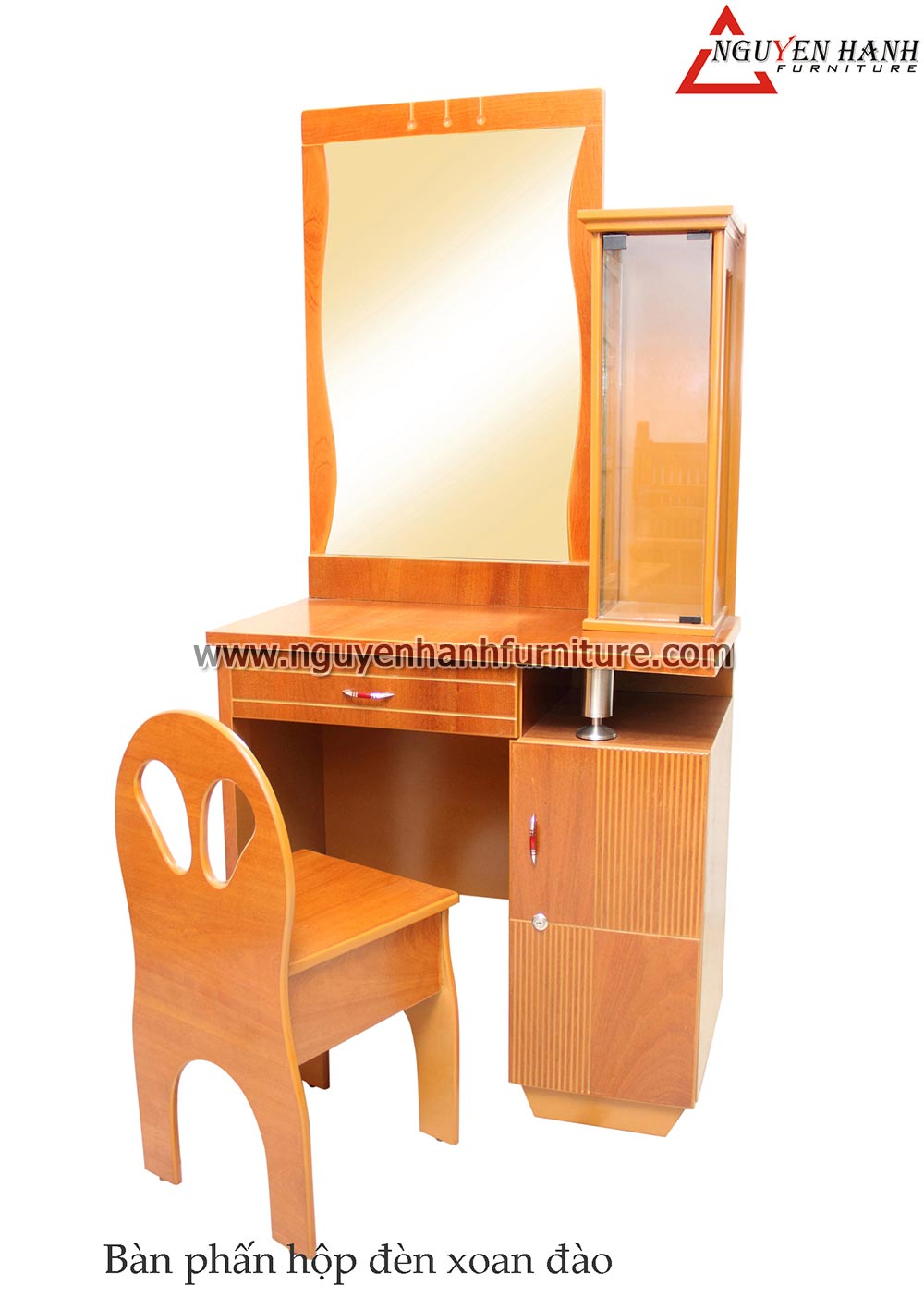 Name product: Light box style Makeup Desk of Bead-tree wood - Dimensions: 80 x 45 x 157 - Description: Veneer bead tree wood
