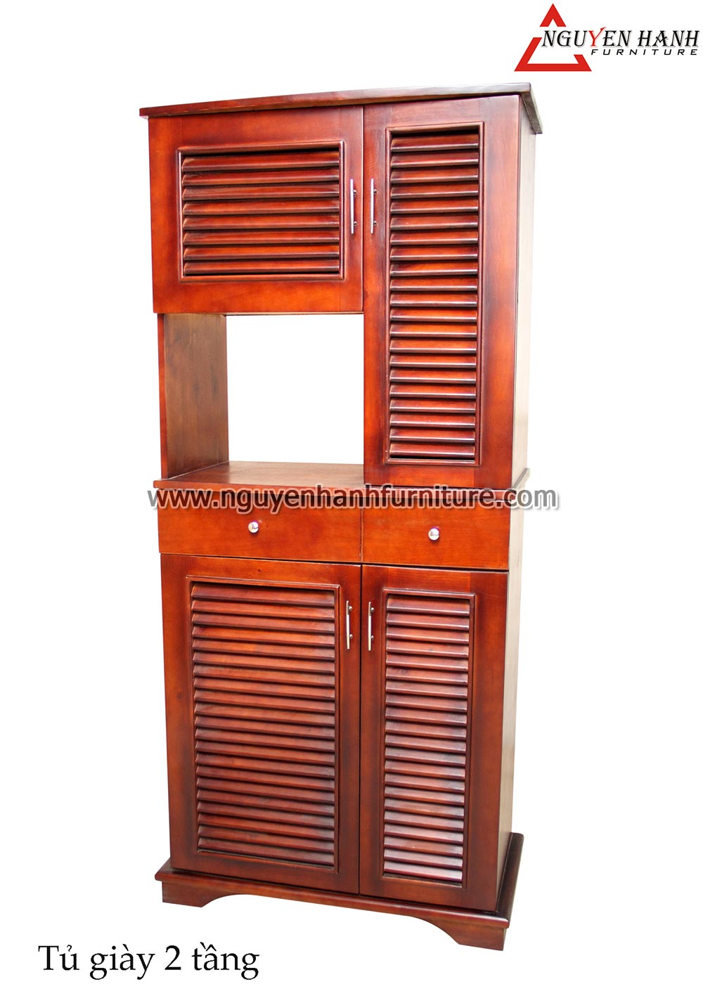 Name product: Double-storey Shoe Cabinet- Dimensions: 45 x 82 x 190cm - Description: Wood natural rubber