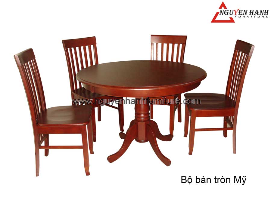 Name product: Round table set (American style) - Dimensions: 105cm - Description: Wood natural rubber
